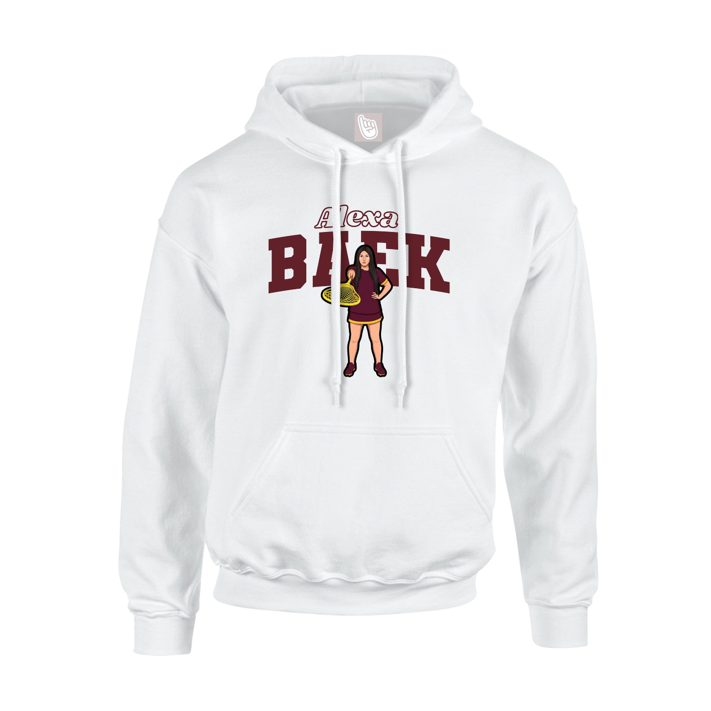 Youth Hoodie — Name Arch in White