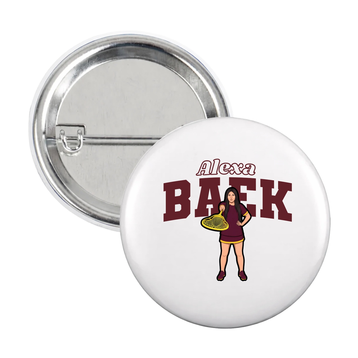 Game Day Button — Name Arch in White
