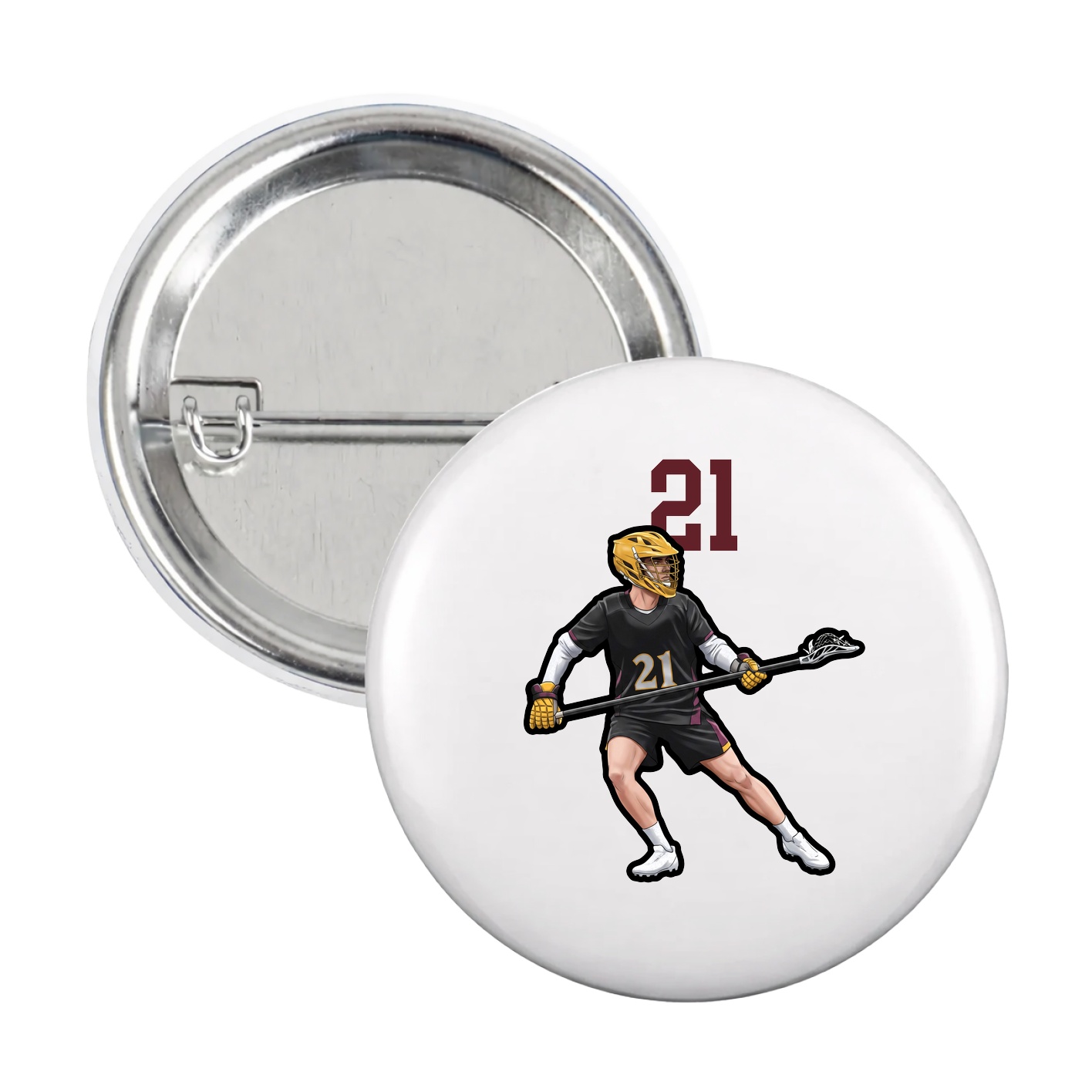 Game Day Button — Number Top in White