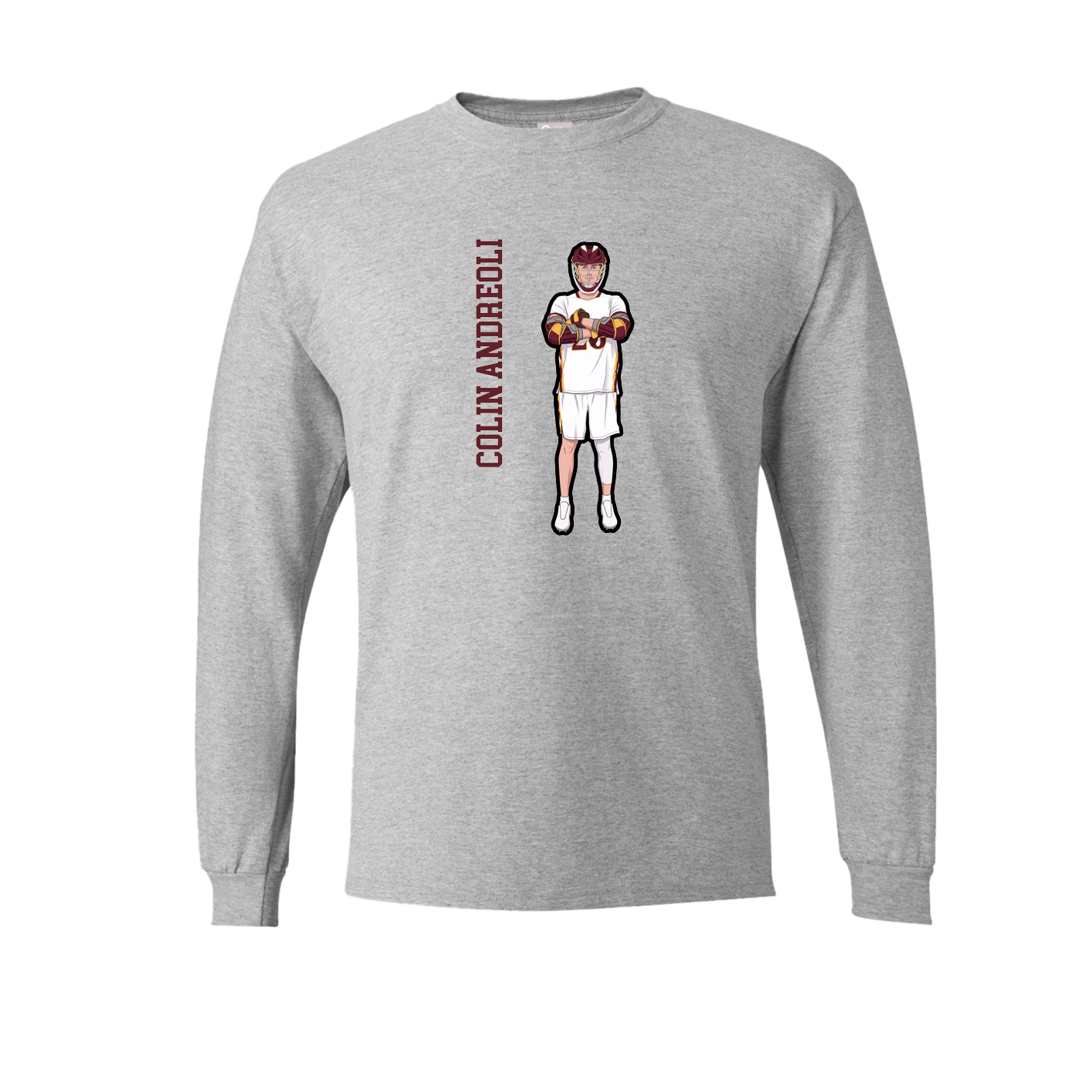 Long Sleeve Tee — Name Vertical in Grey