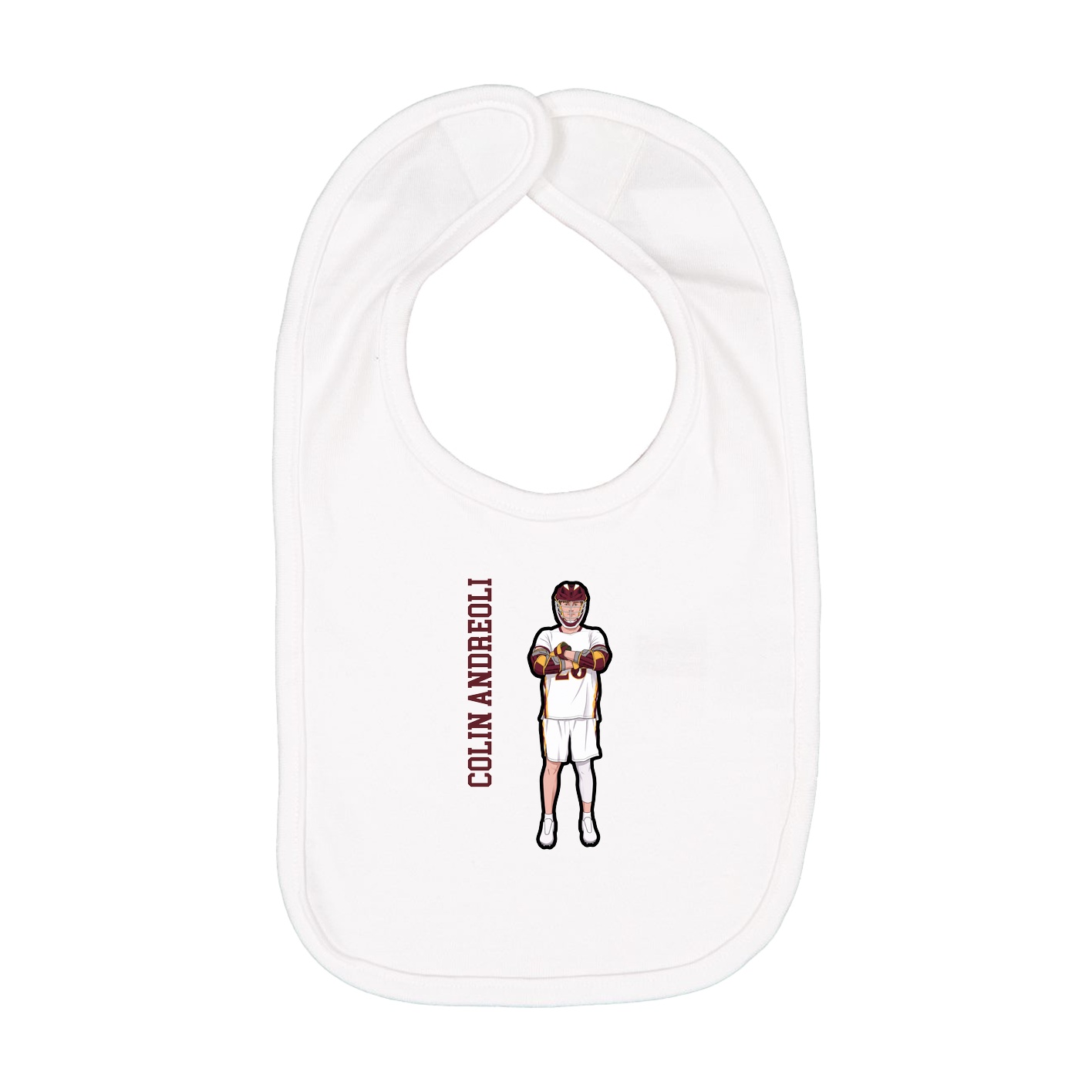 Infant Bib — Name Vertical in White