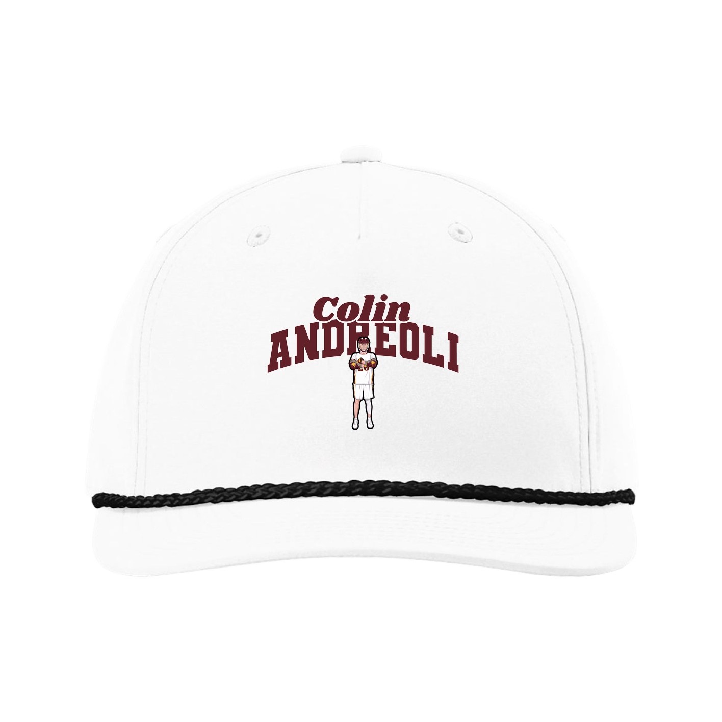 Five-Panel Classic Rope Cap — Signature Arch in White