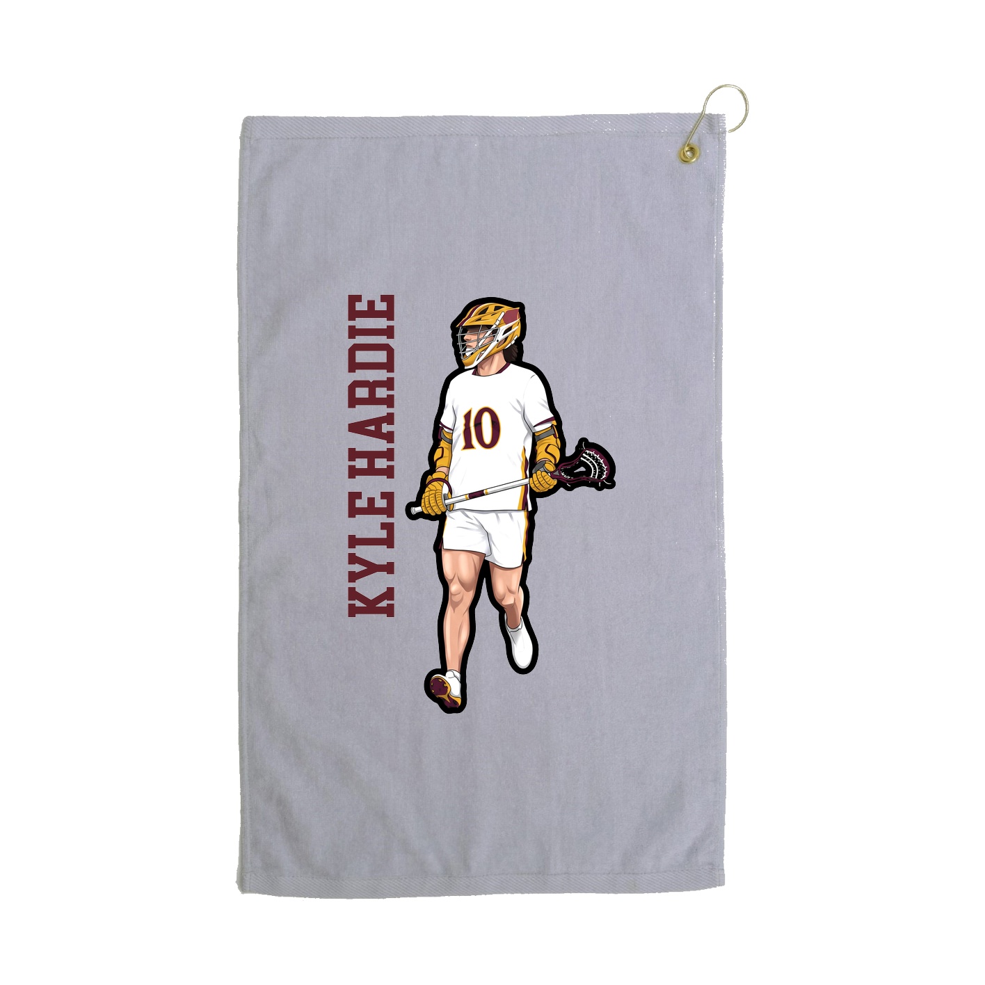 Golf Towel — Name Vertical in Grey
