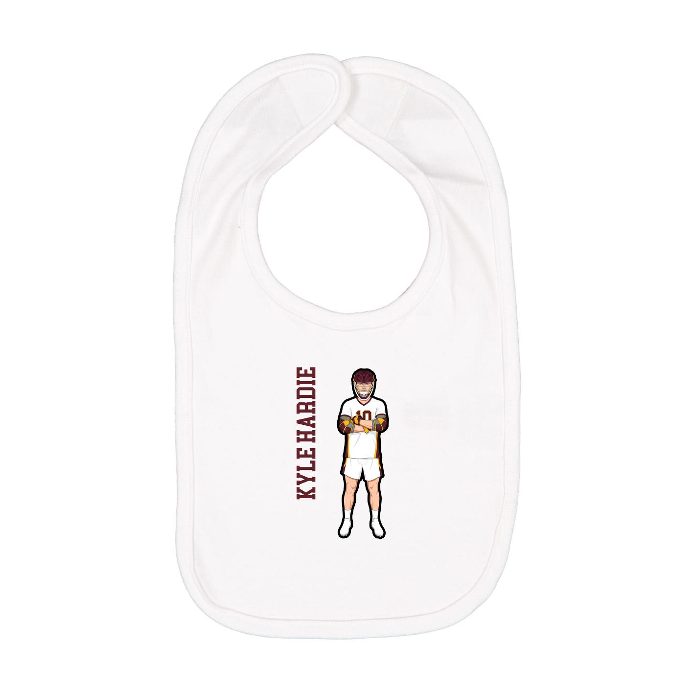 Infant Bib — Name Vertical in White