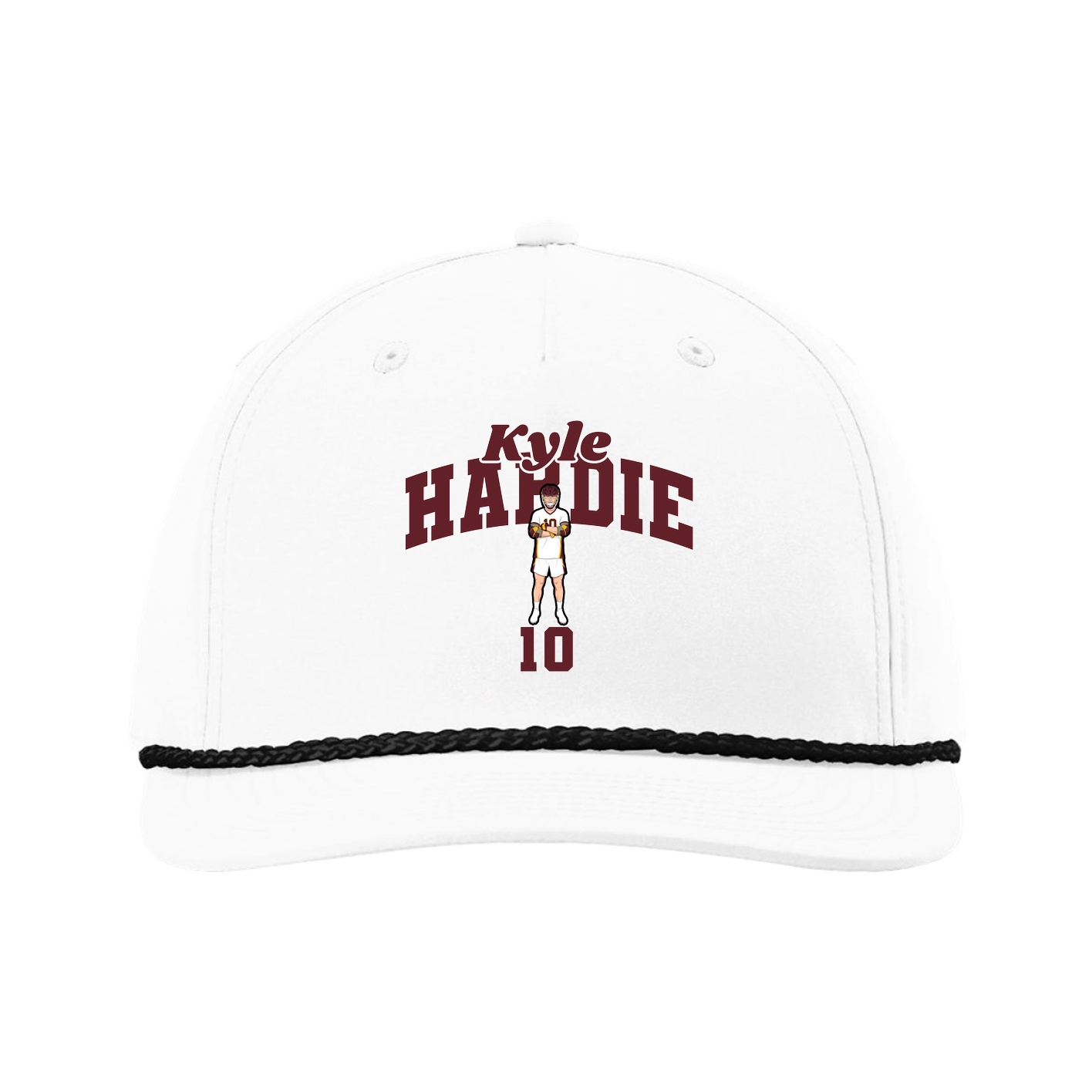 Five-Panel Classic Rope Cap — Signature Arch in White