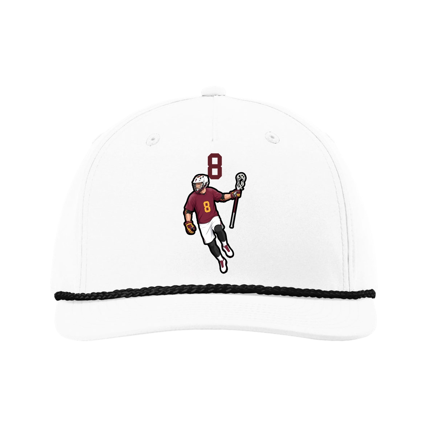 Five-Panel Classic Rope Cap — Number Top in White