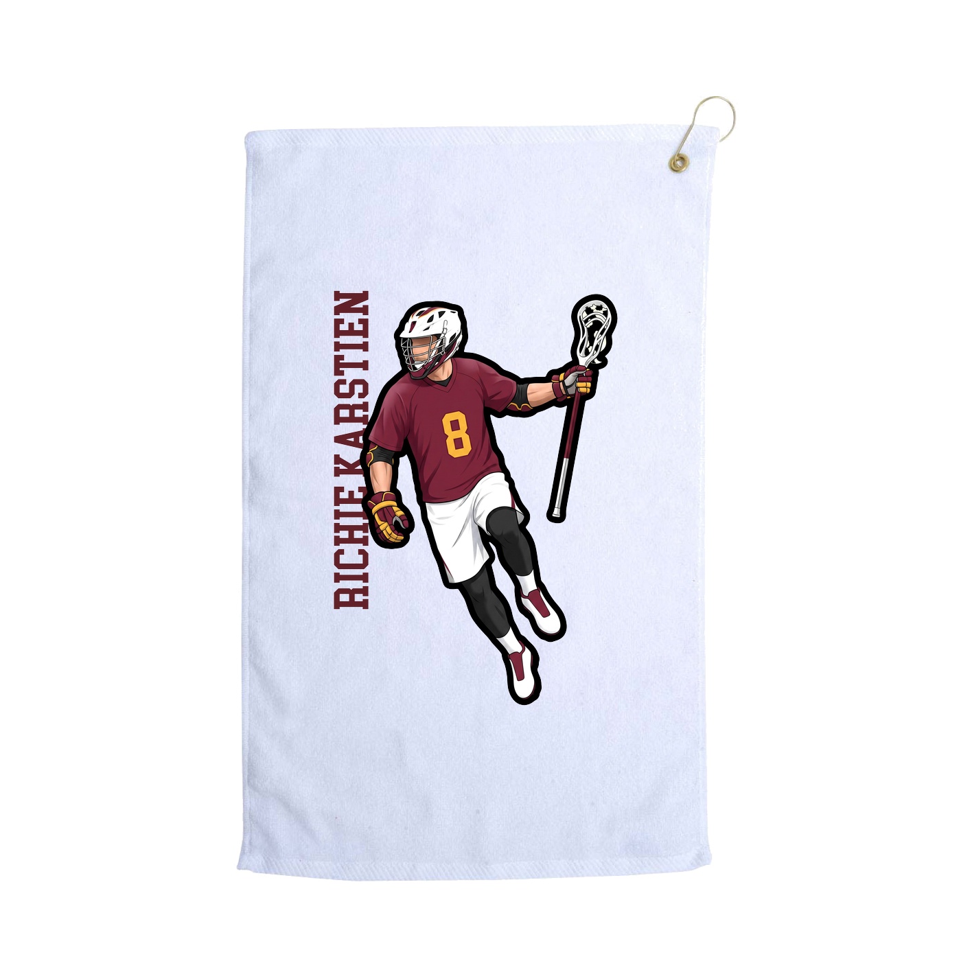 Golf Towel — Name Vertical in White