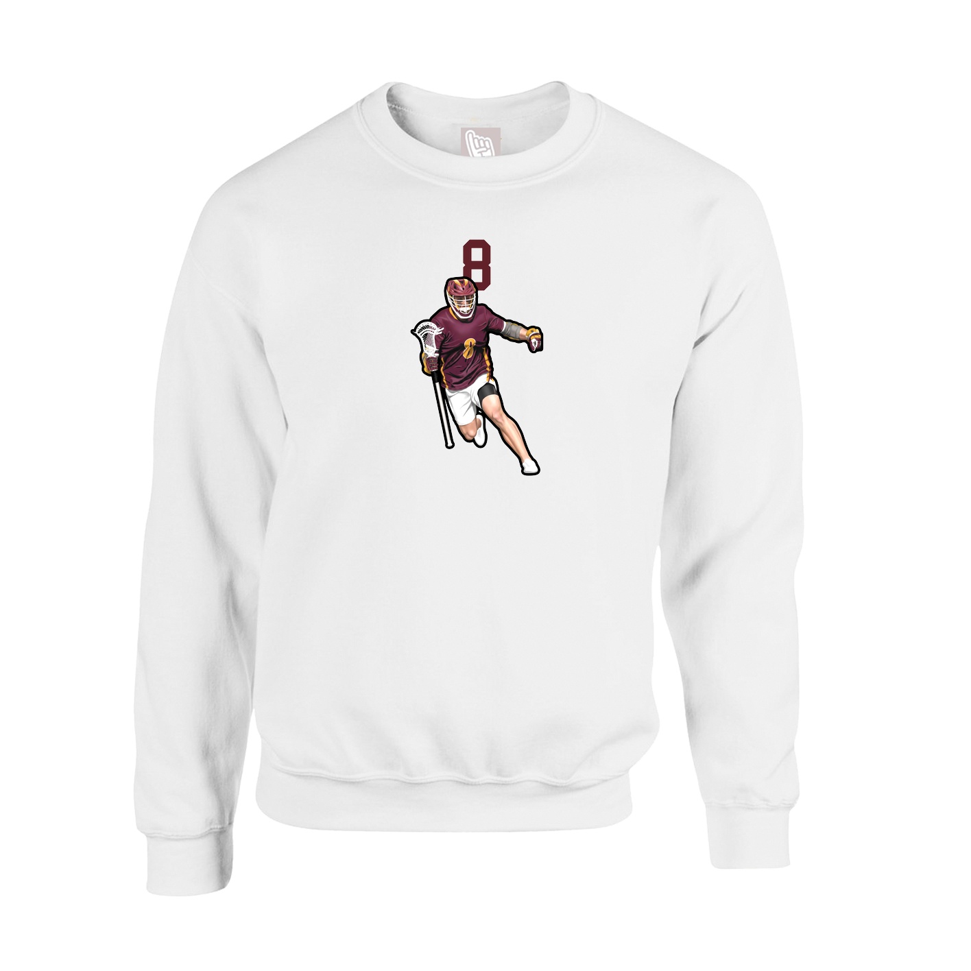 Fleece Crew — Number Top in White