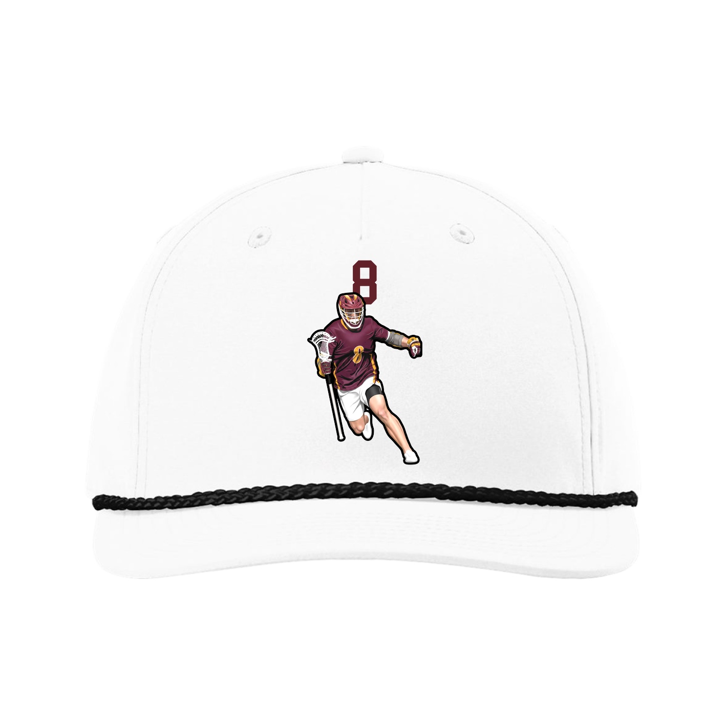 Five-Panel Classic Rope Cap — Number Top in White