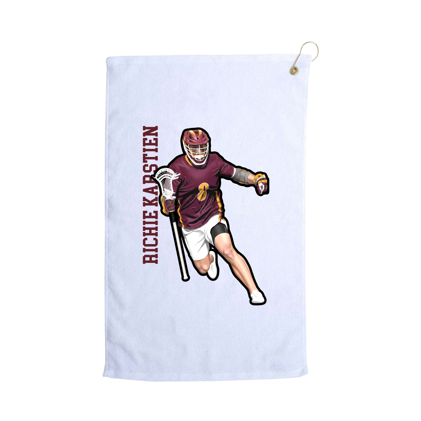 Golf Towel — Name Vertical in White