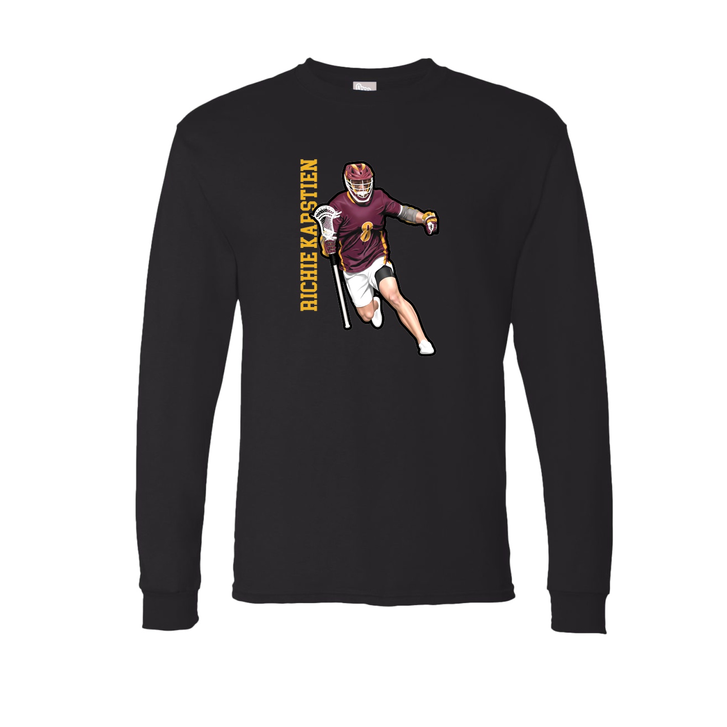Long Sleeve Tee — Name Vertical in Black