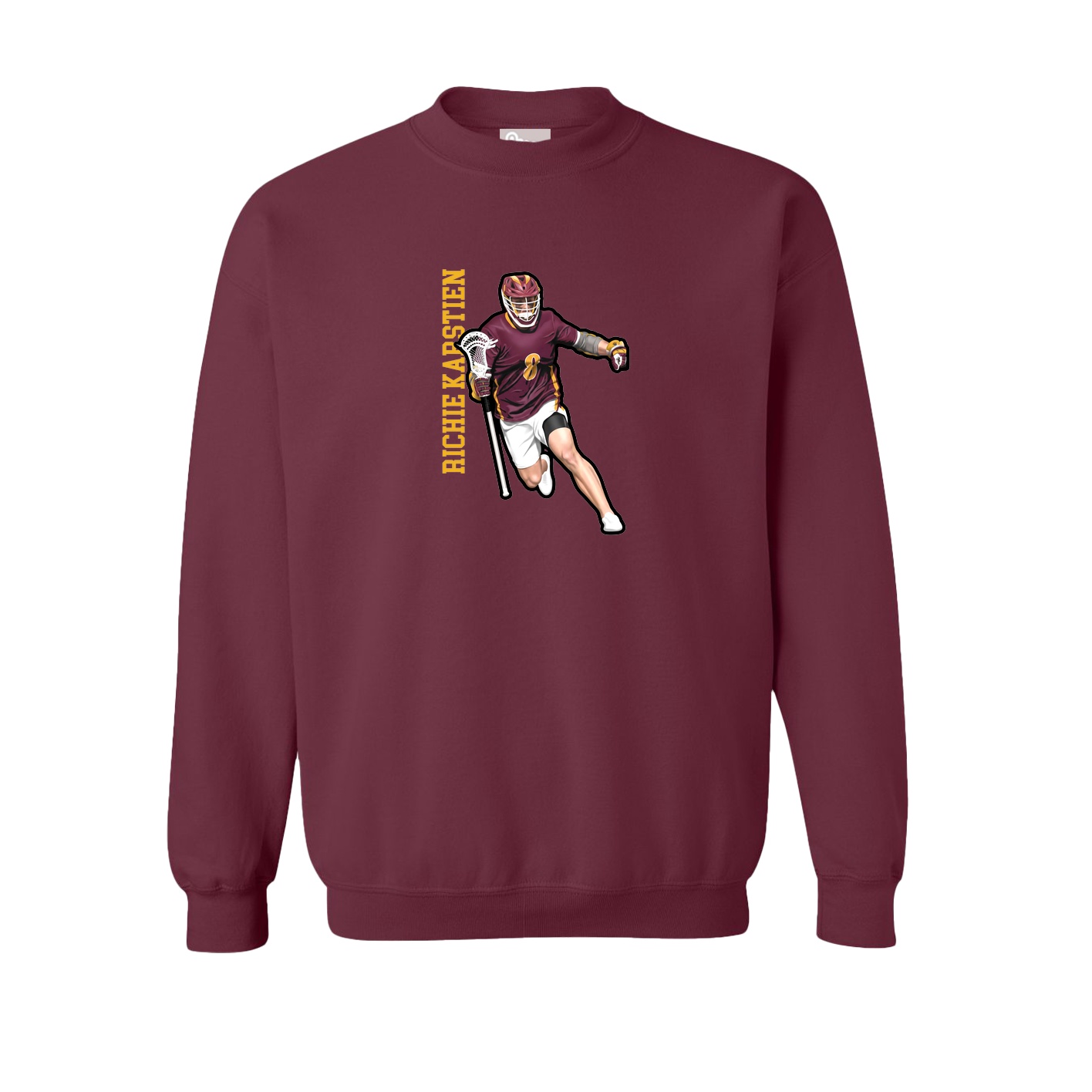 Fleece Crew — Name Vertical in Maroon