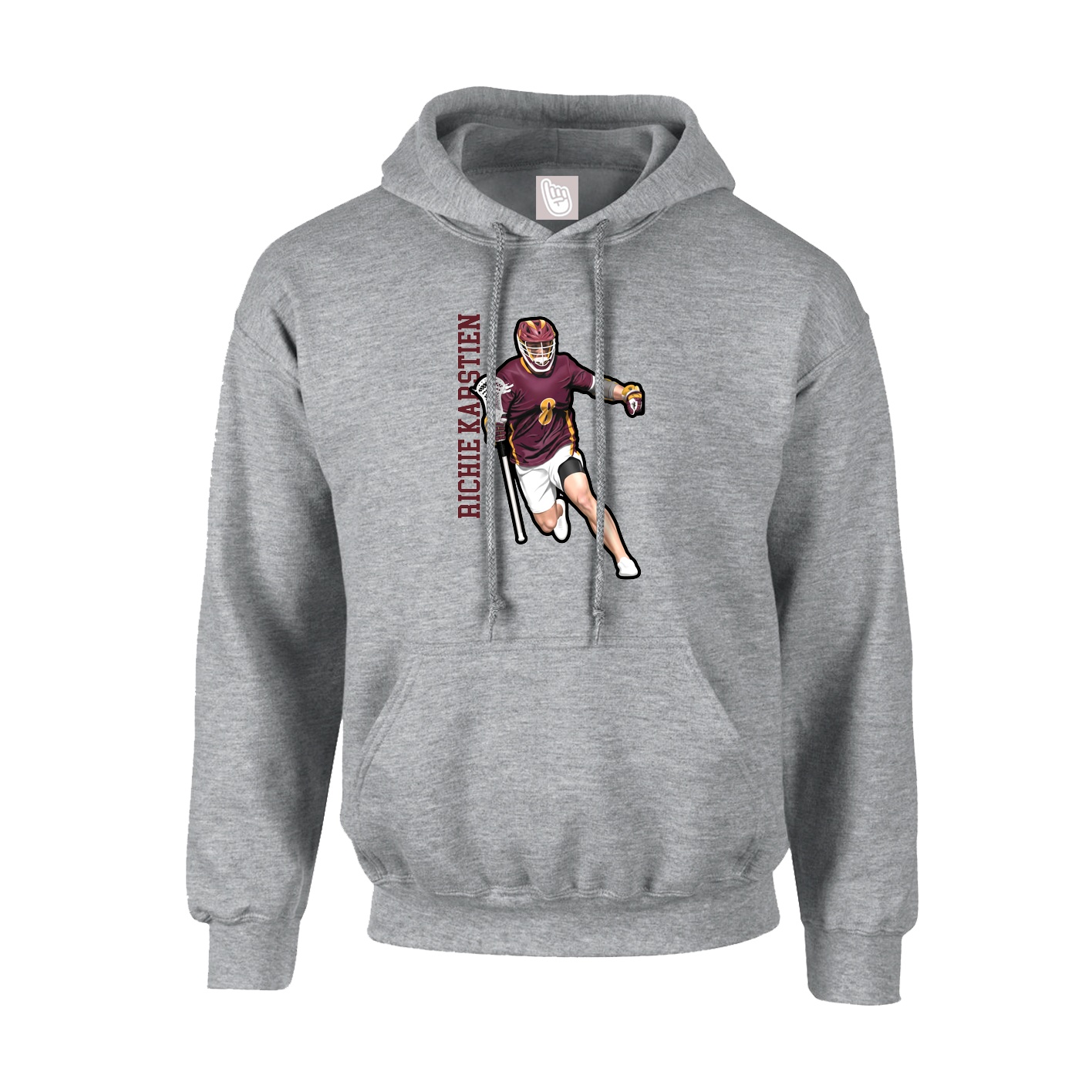 Youth Hoodie — Name Vertical in Grey