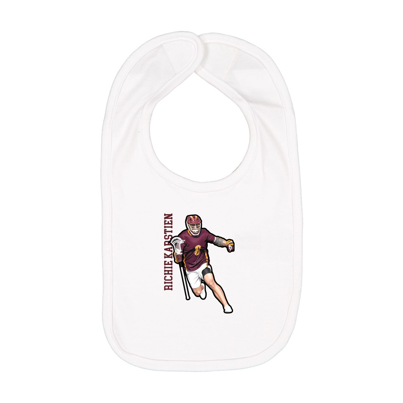 Infant Bib — Name Vertical in White