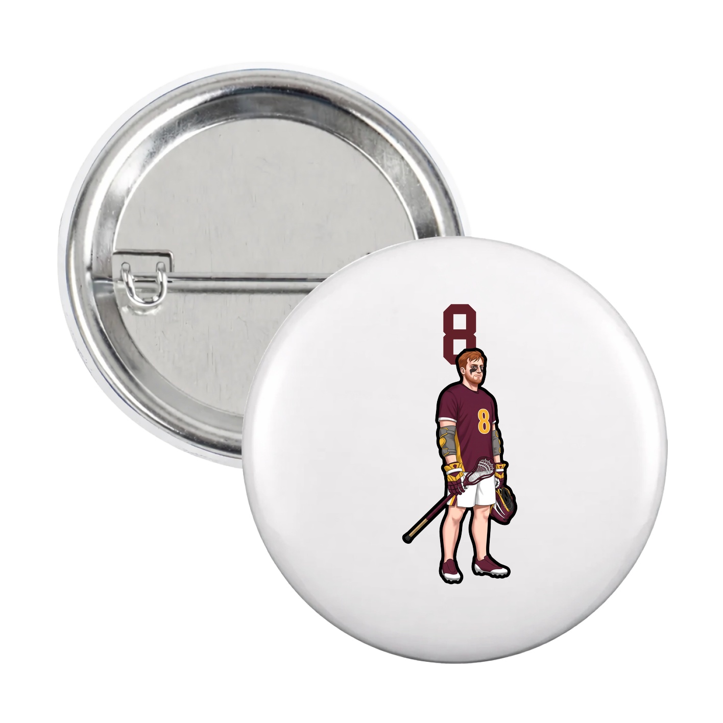 Game Day Button — Number Top in White