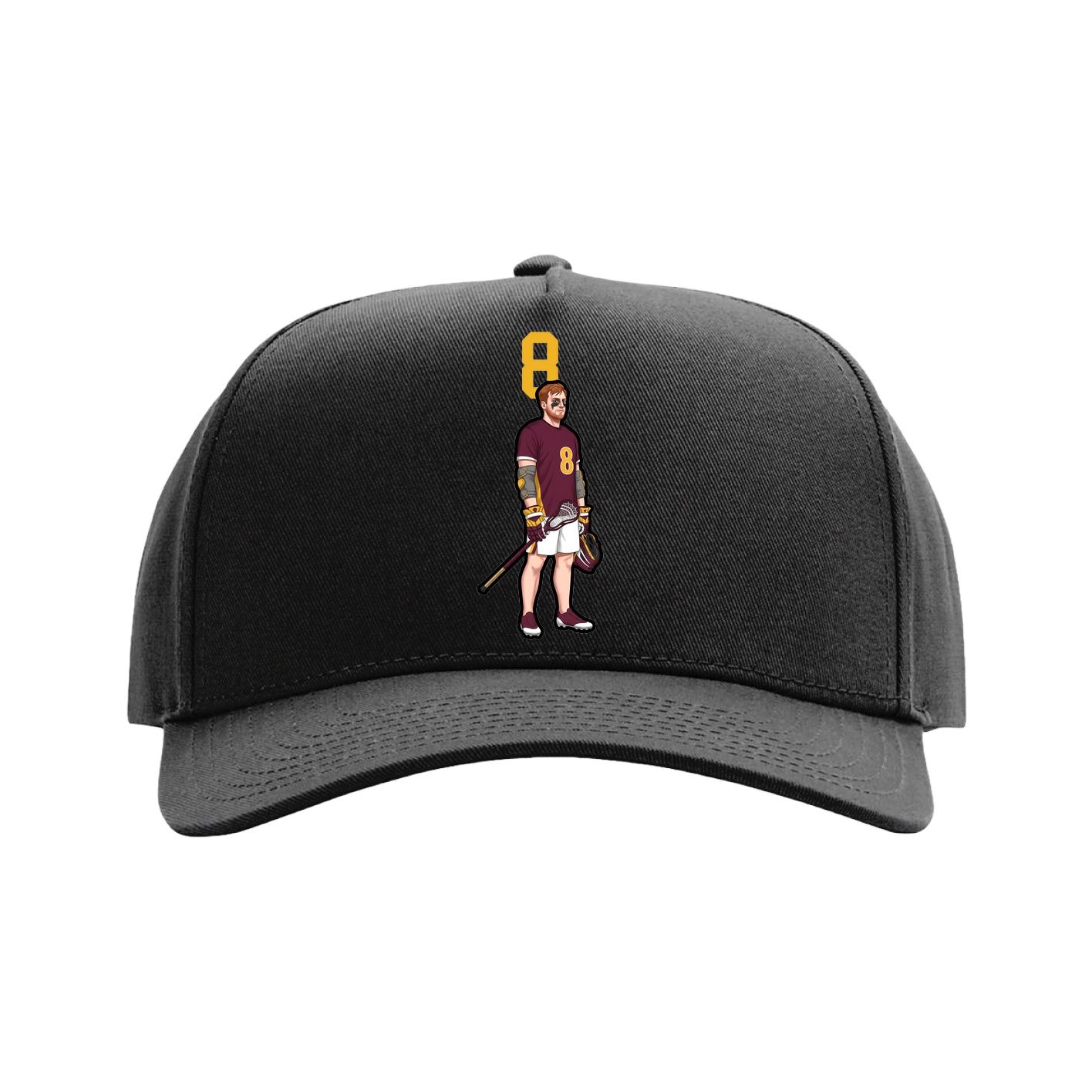 Full Fabric Five-Panel Champ Cap — Number Top in Black