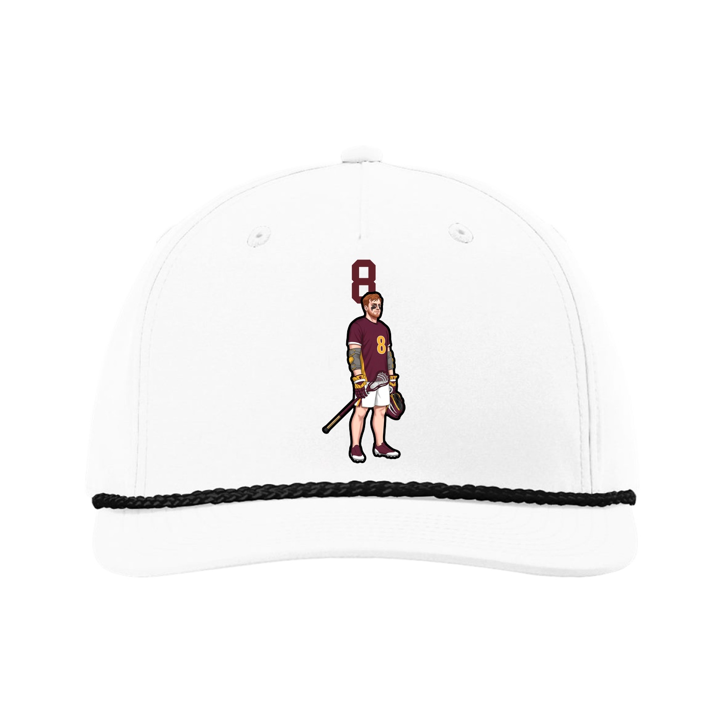 Five-Panel Classic Rope Cap — Number Top in White