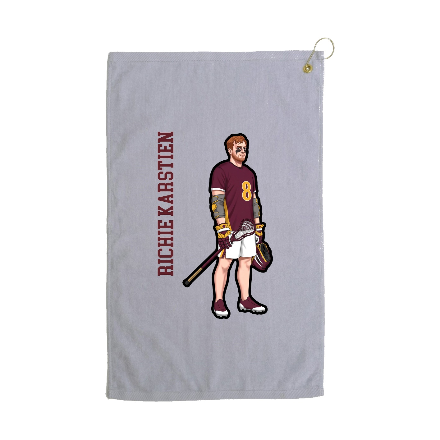 Golf Towel — Name Vertical in Grey