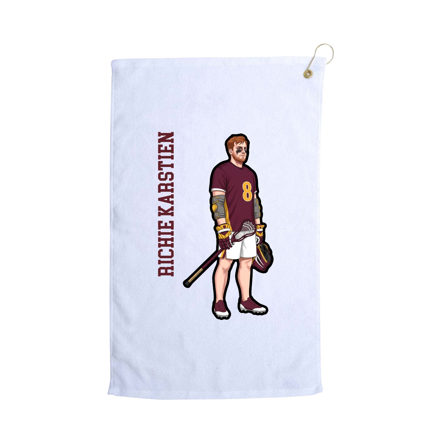 Golf Towel — Name Vertical in White