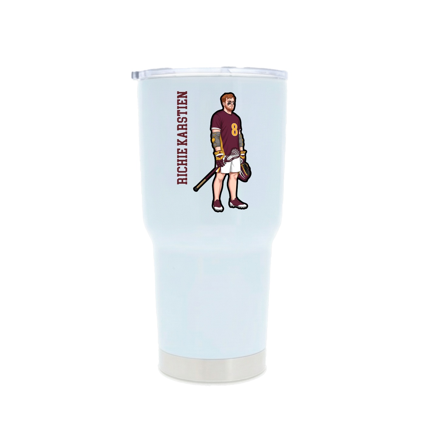 30oz Stainless Steel Tumbler — Name Vertical in White