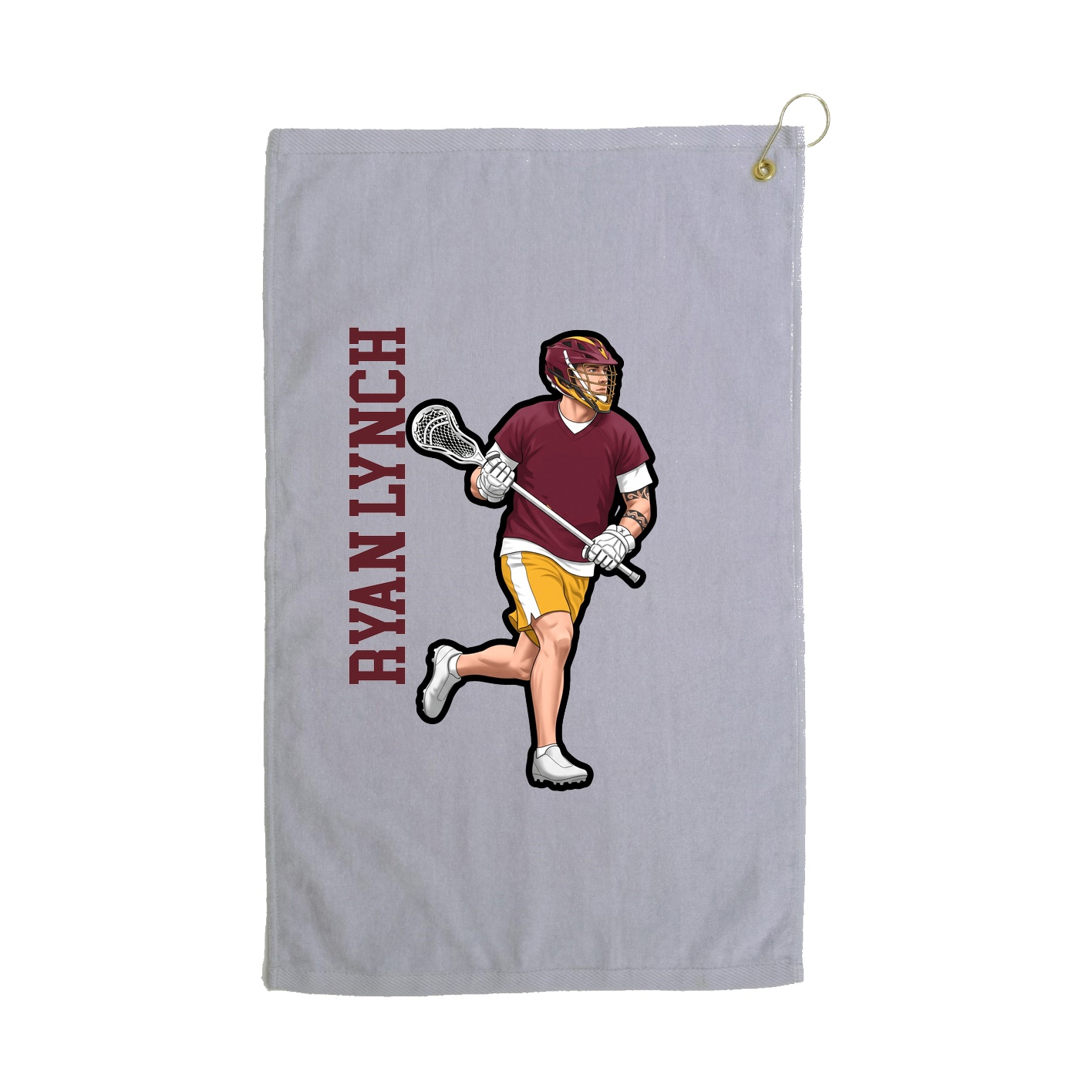 Golf Towel — Name Vertical in Grey