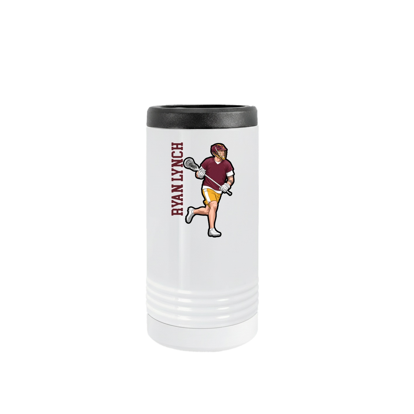 Slim Beverage Holder — Name Vertical in White