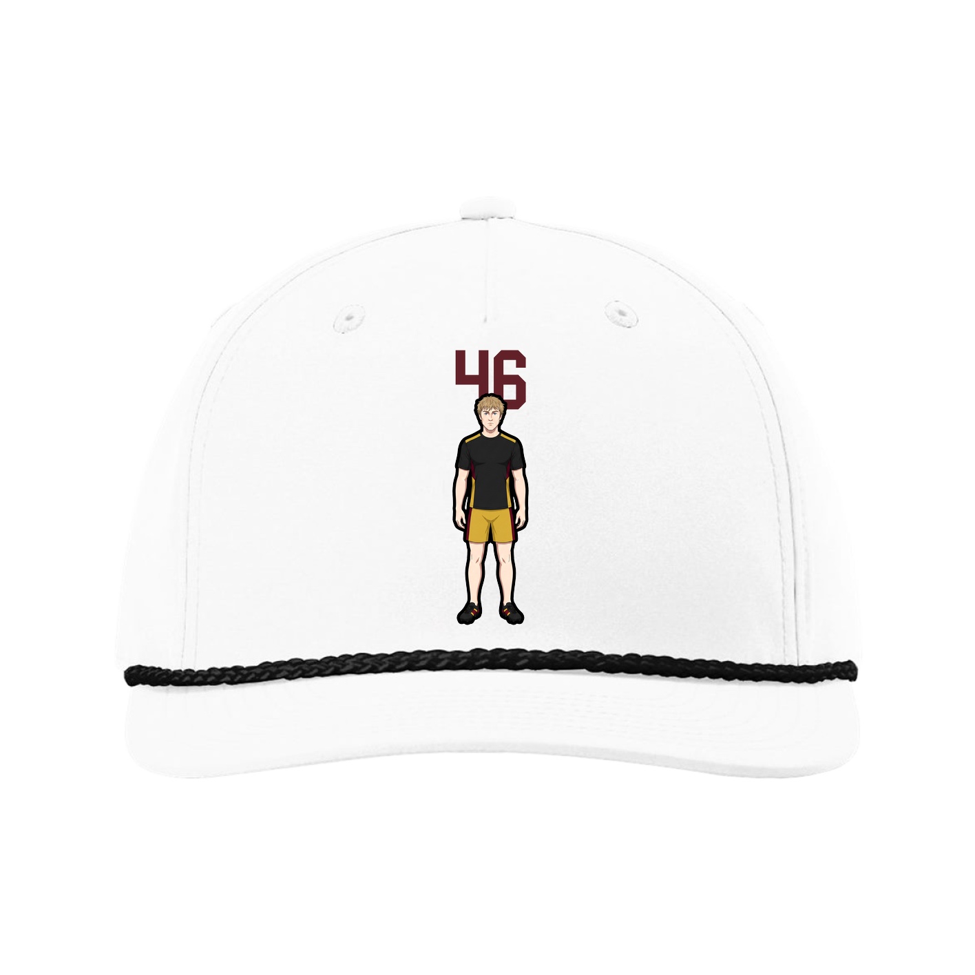 Five-Panel Classic Rope Cap — Number Top in White