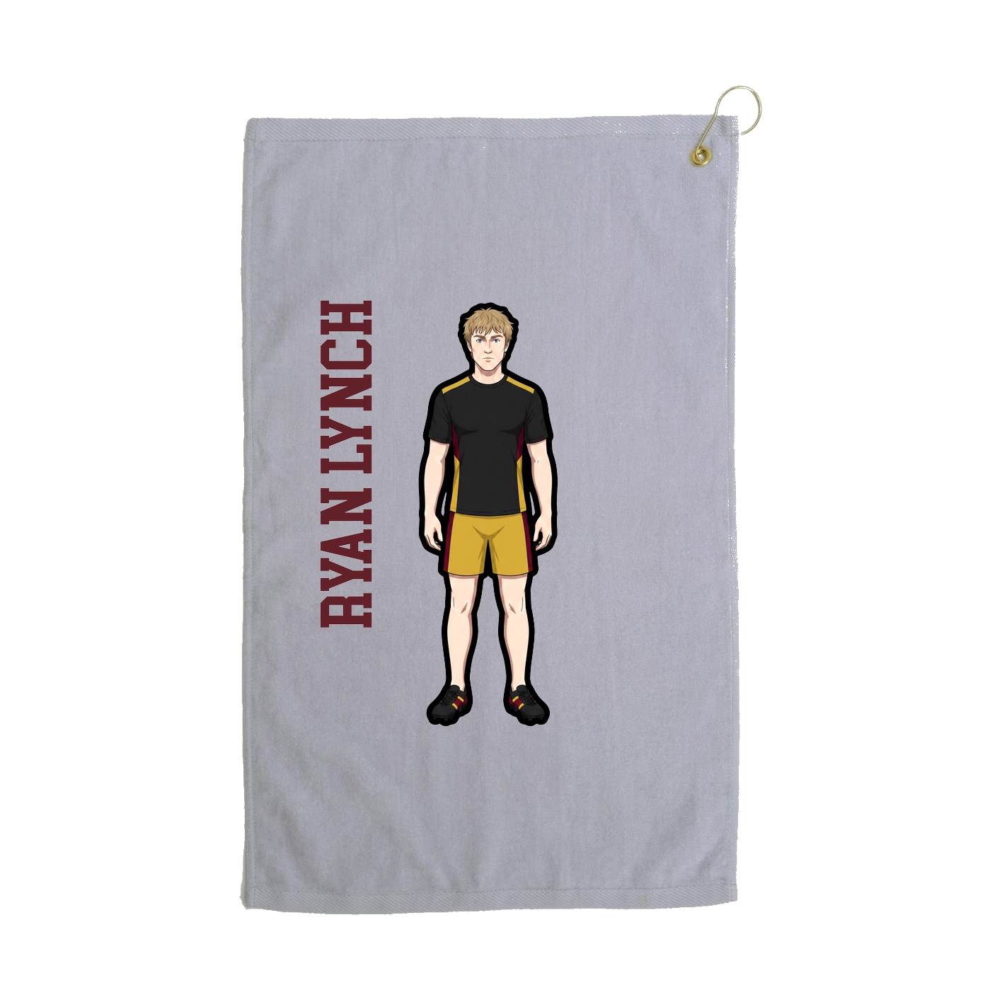 Golf Towel — Name Vertical in Grey