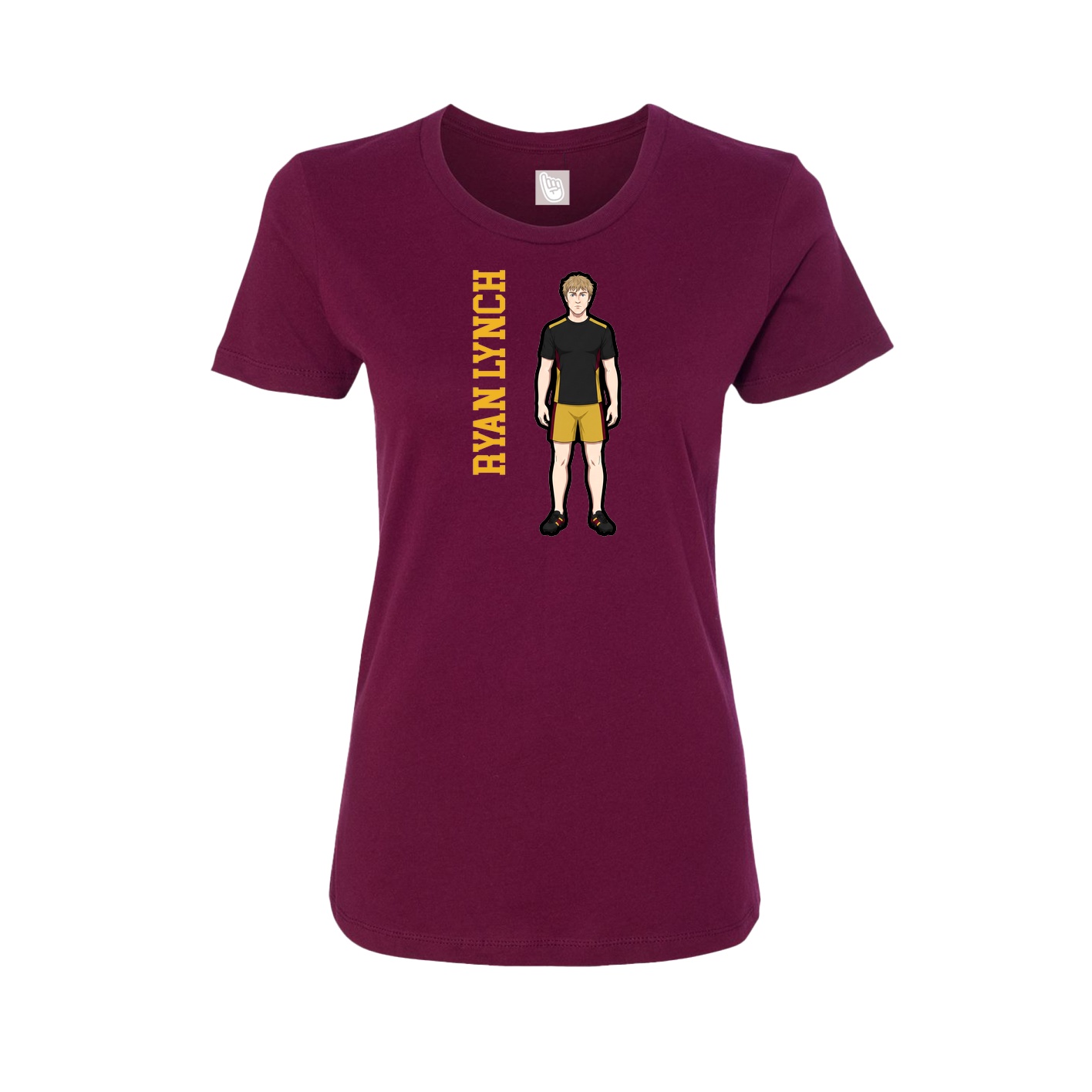 Fitted Women's Tee — Name Vertical in Maroon
