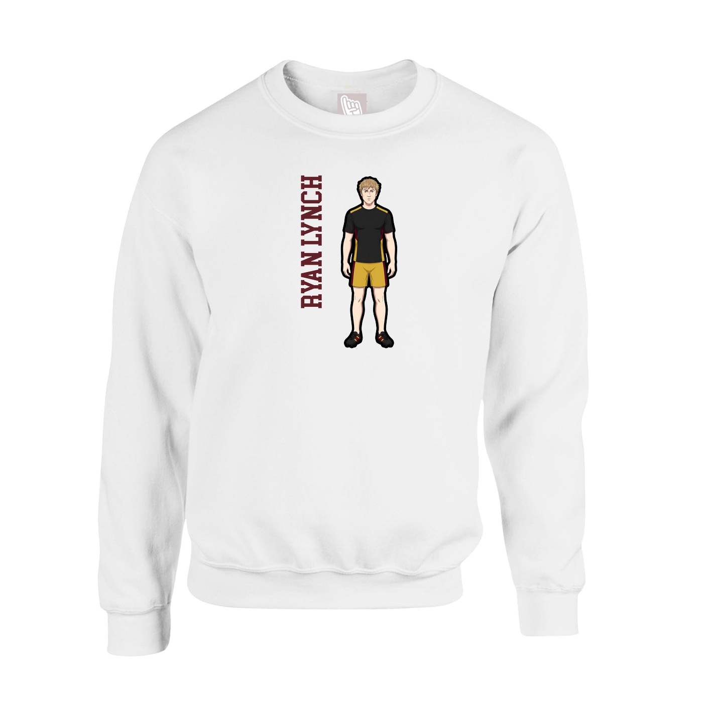 Fleece Crew — Name Vertical in White