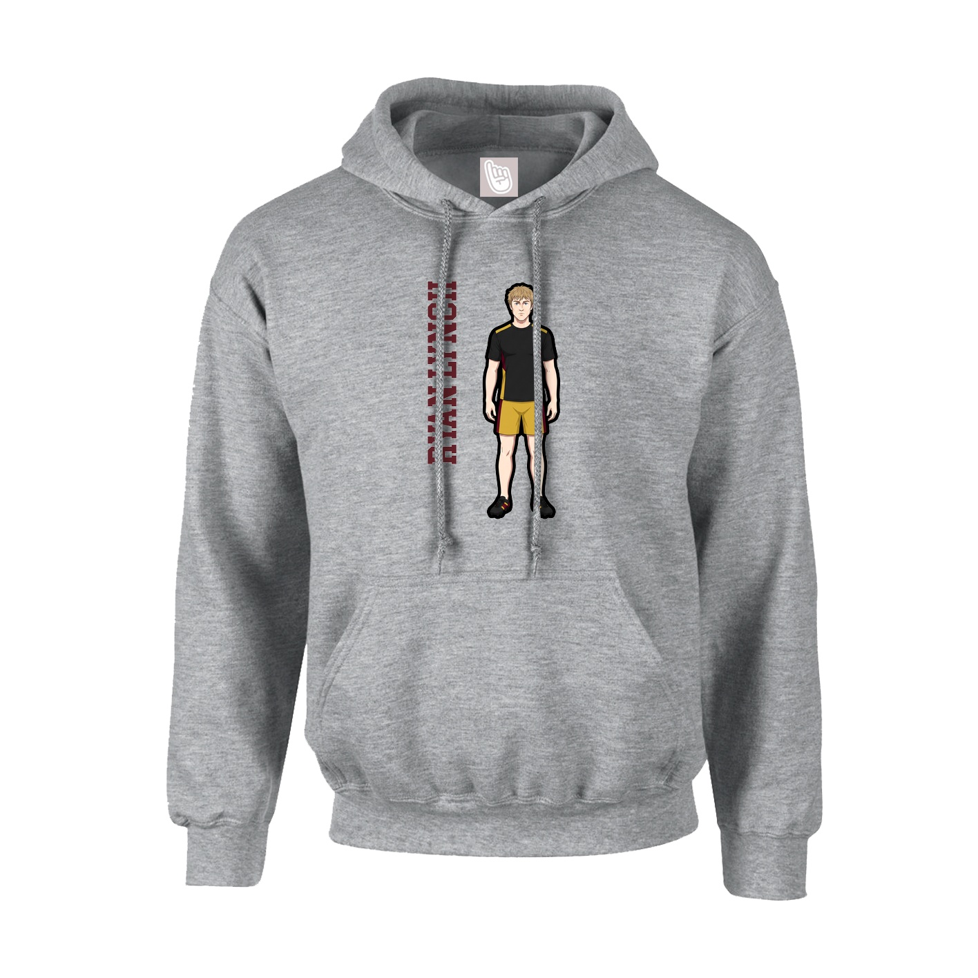 Youth Hoodie — Name Vertical in Grey