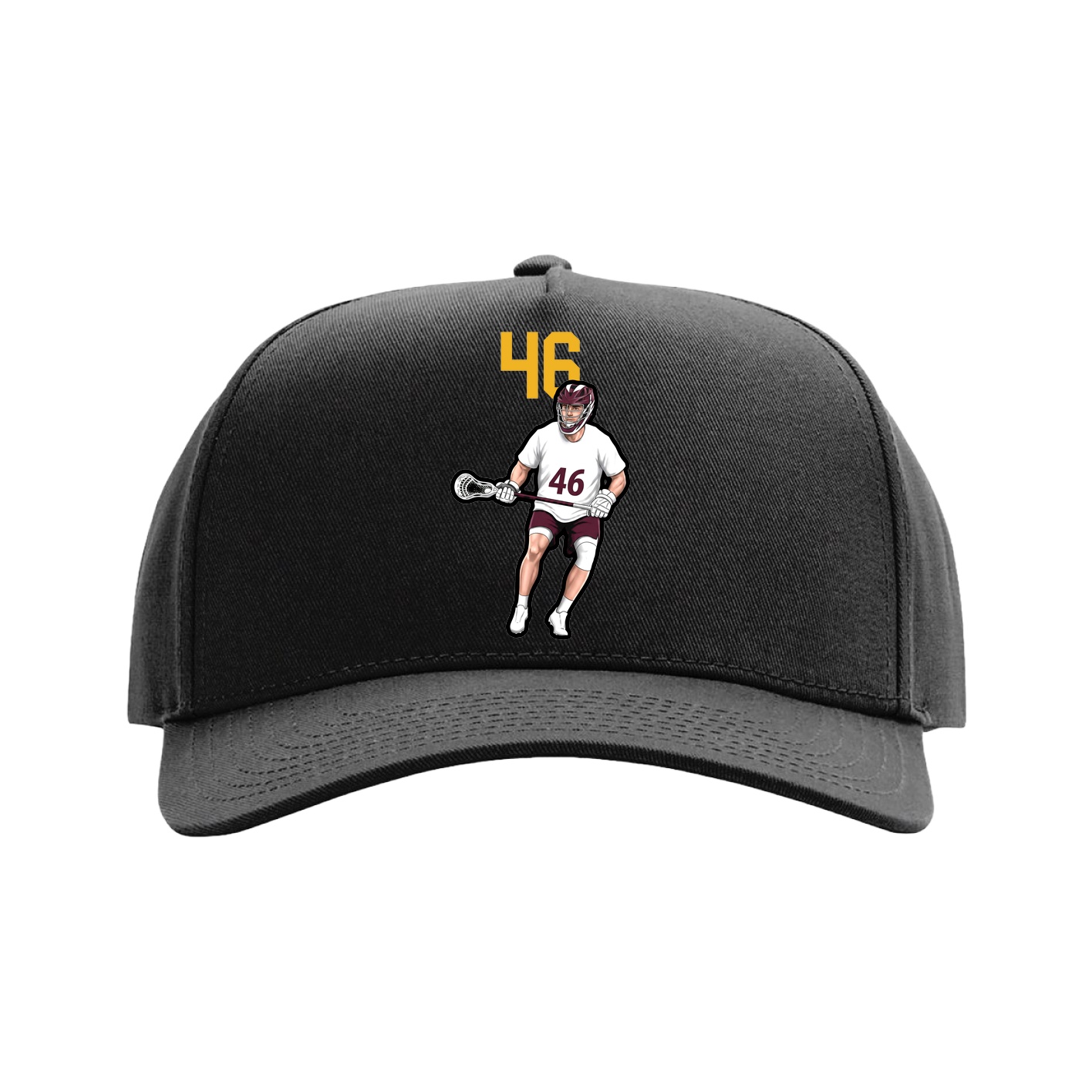 Full Fabric Five-Panel Champ Cap — Number Top in Black