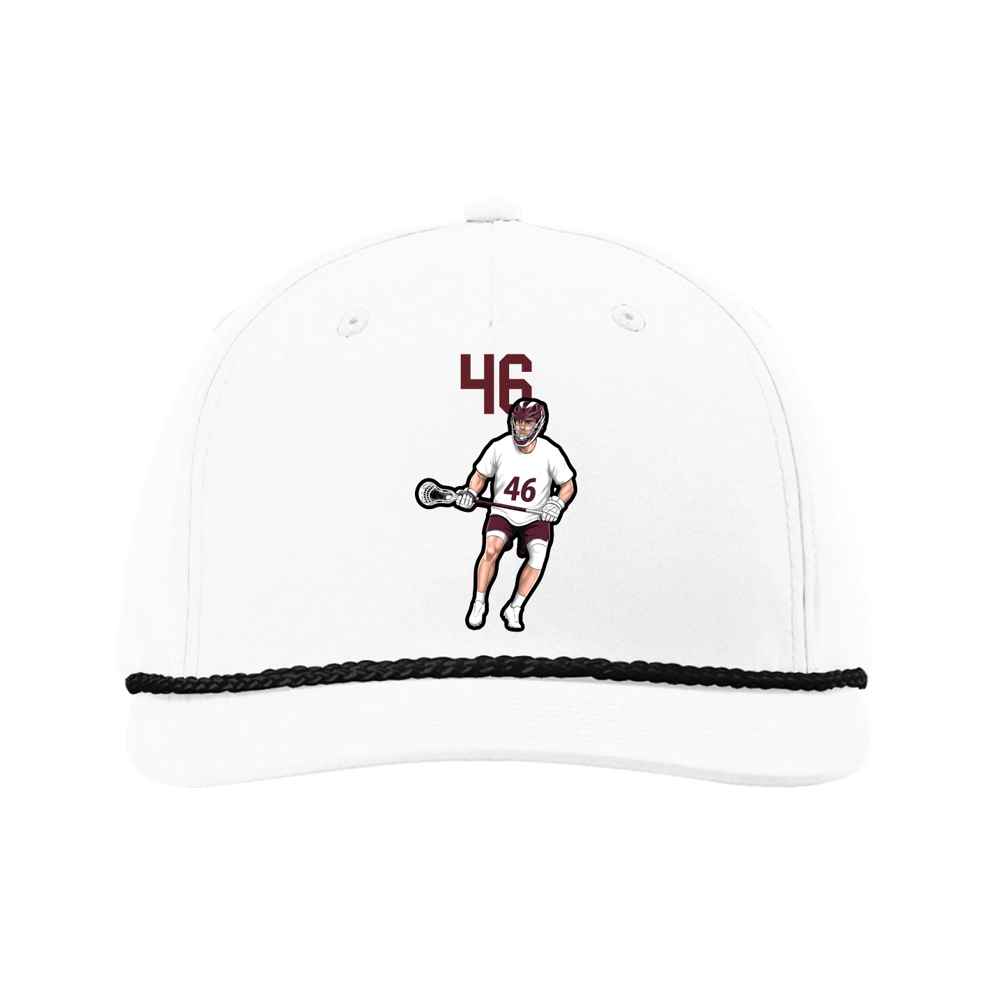 Five-Panel Classic Rope Cap — Number Top in White