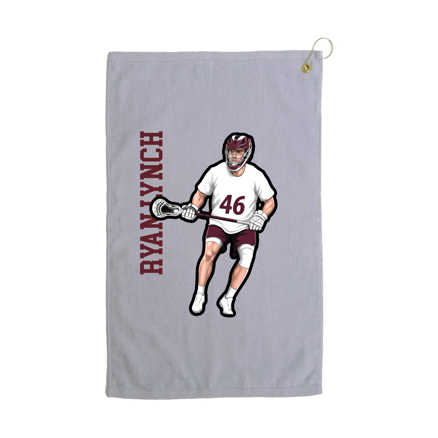 Golf Towel — Name Vertical in Grey