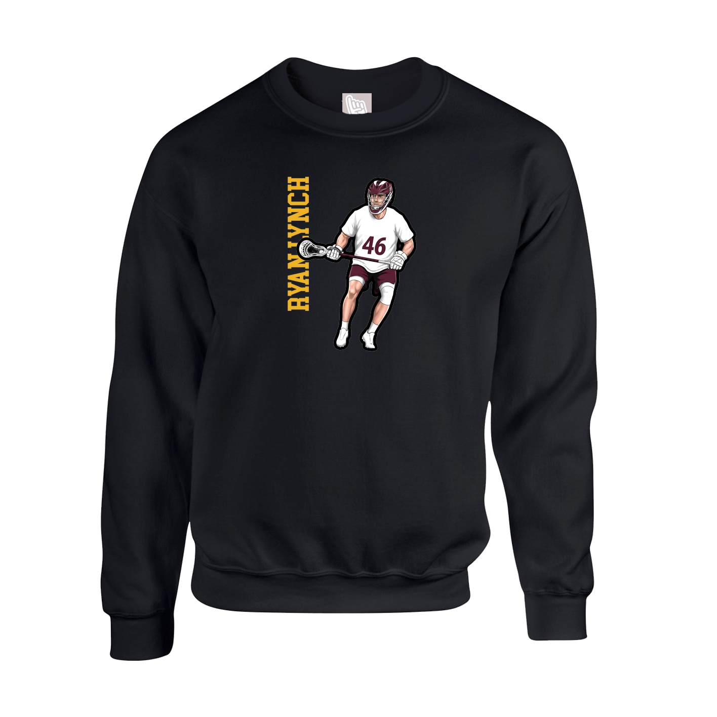 Fleece Crew — Name Vertical in Black