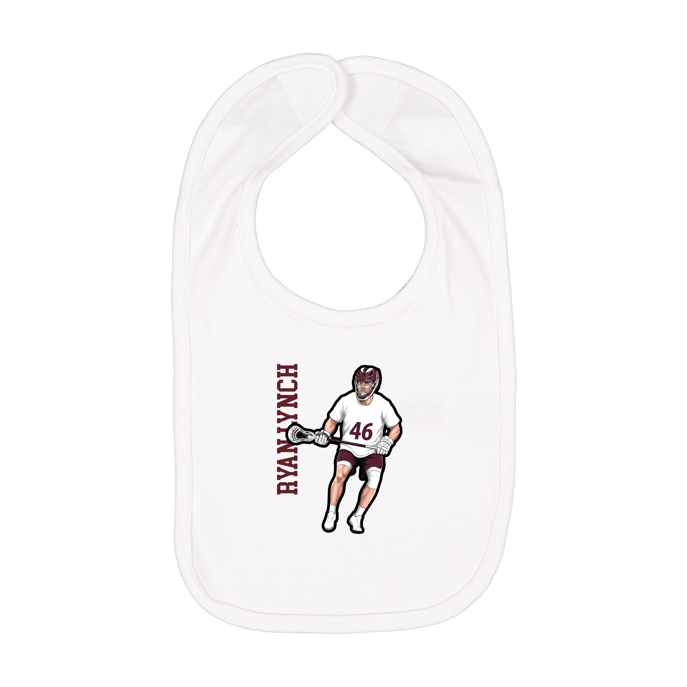 Infant Bib — Name Vertical in White