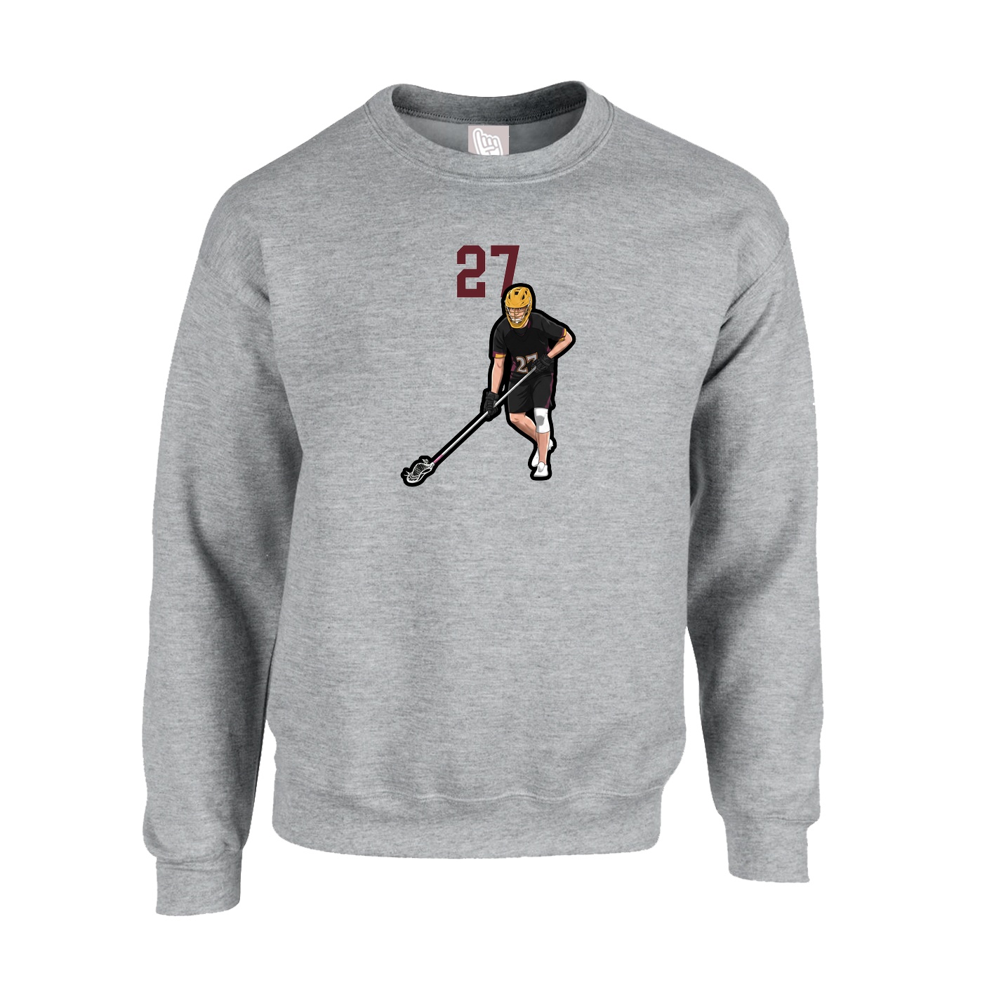 Fleece Crew — Number Top in Grey