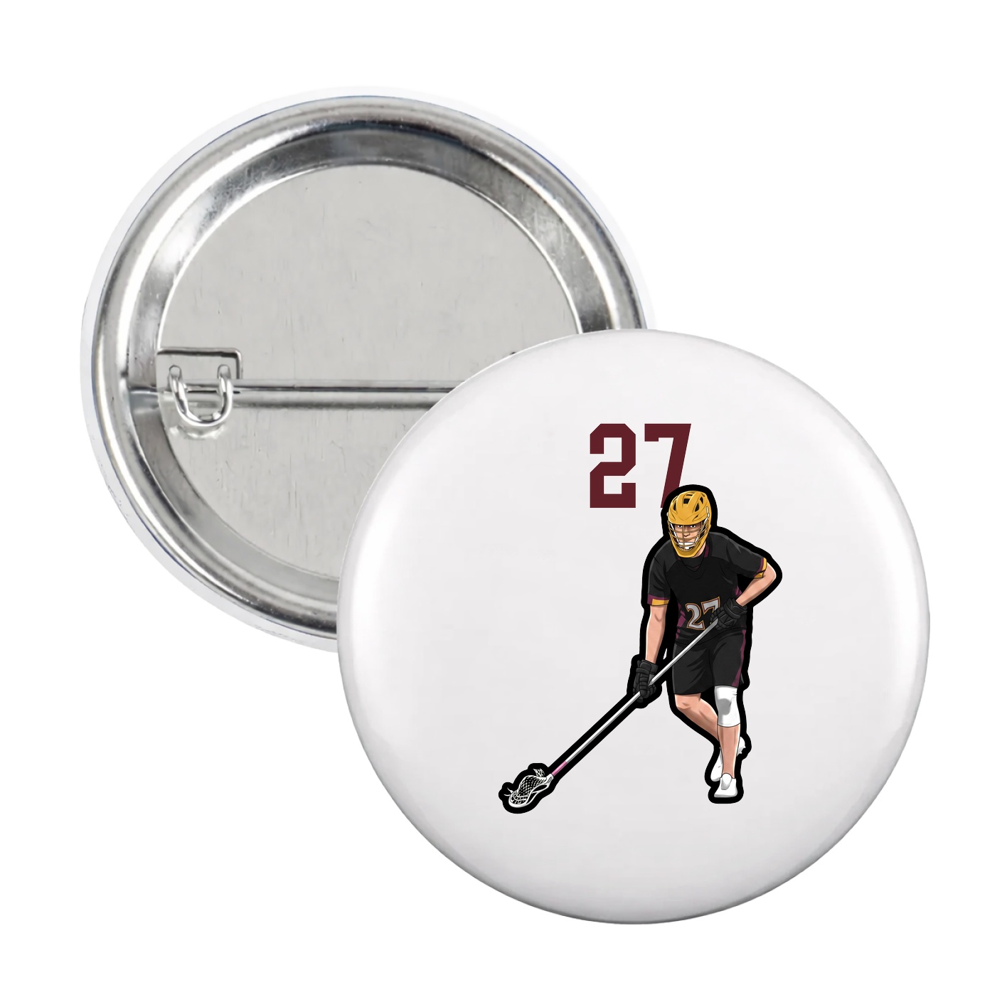 Game Day Button — Number Top in White