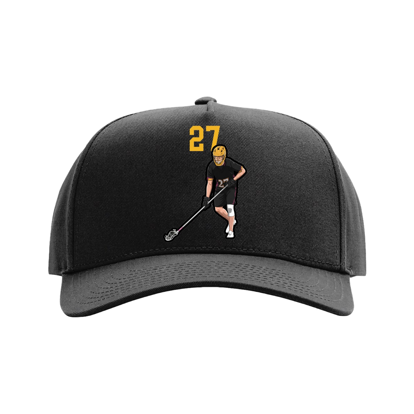 Full Fabric Five-Panel Champ Cap — Number Top in Black