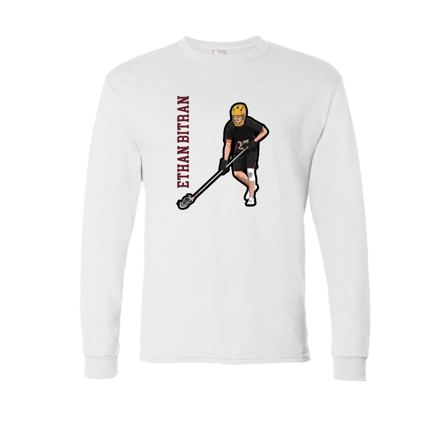 Long Sleeve Tee — Name Vertical in White