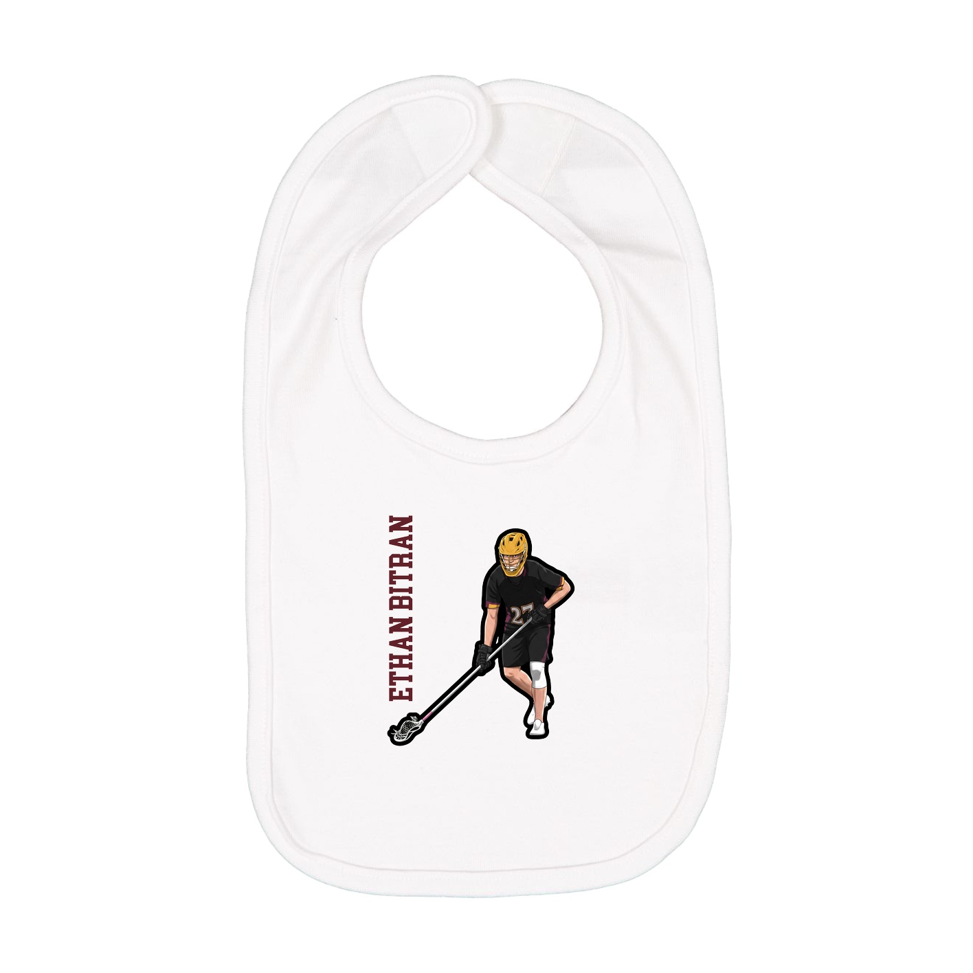 Infant Bib — Name Vertical in White