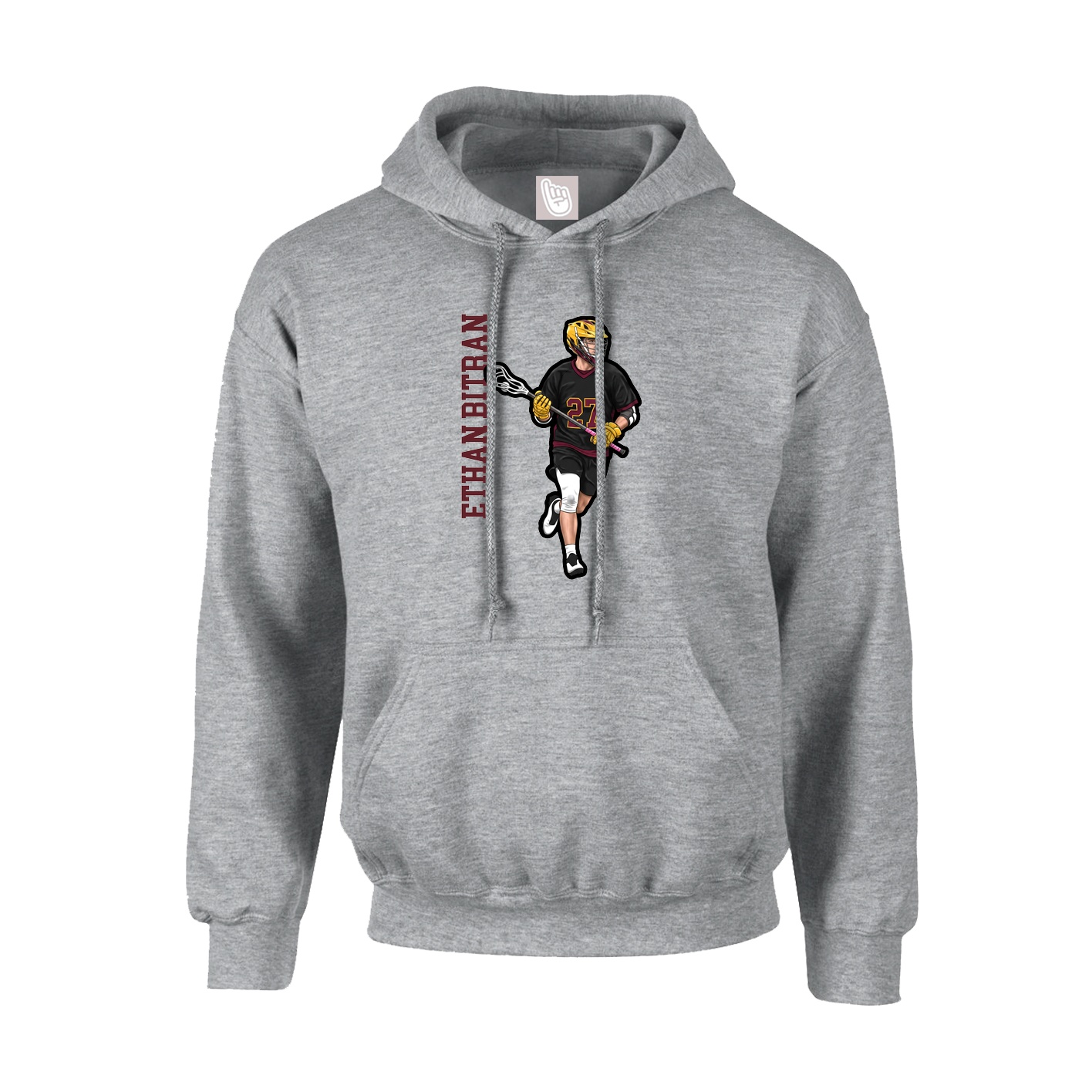 Hoodie — Name Vertical in Grey