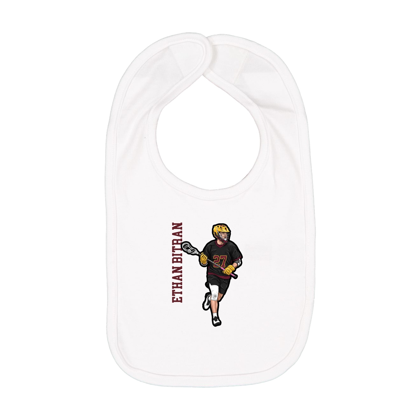 Infant Bib — Name Vertical in White
