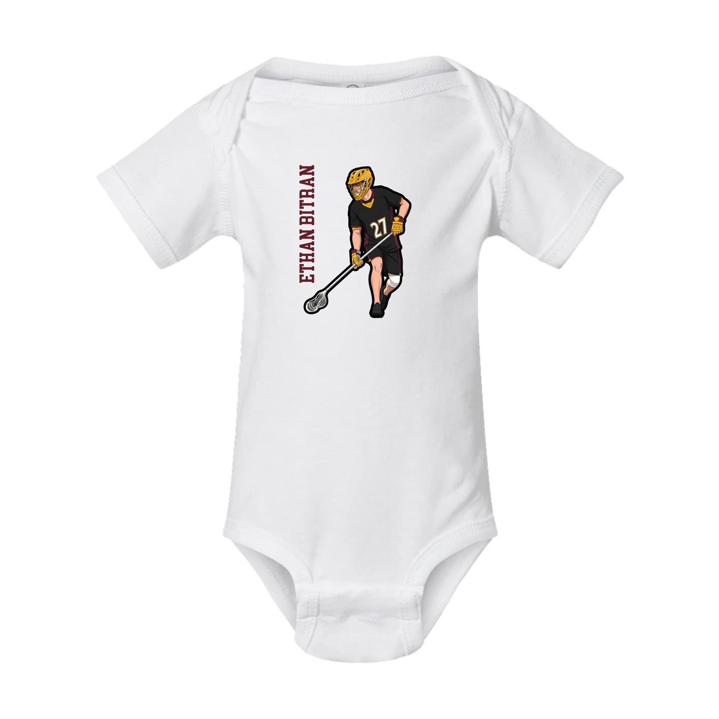 Baby Onesie — Name Vertical in White