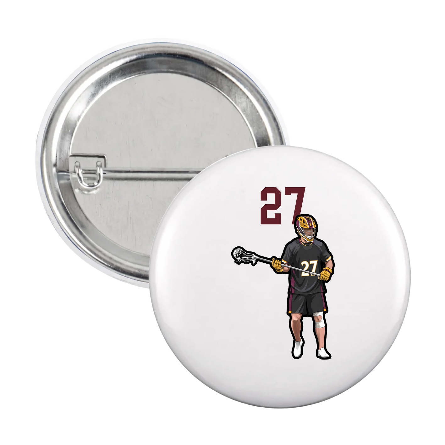 Game Day Button — Number Top in White