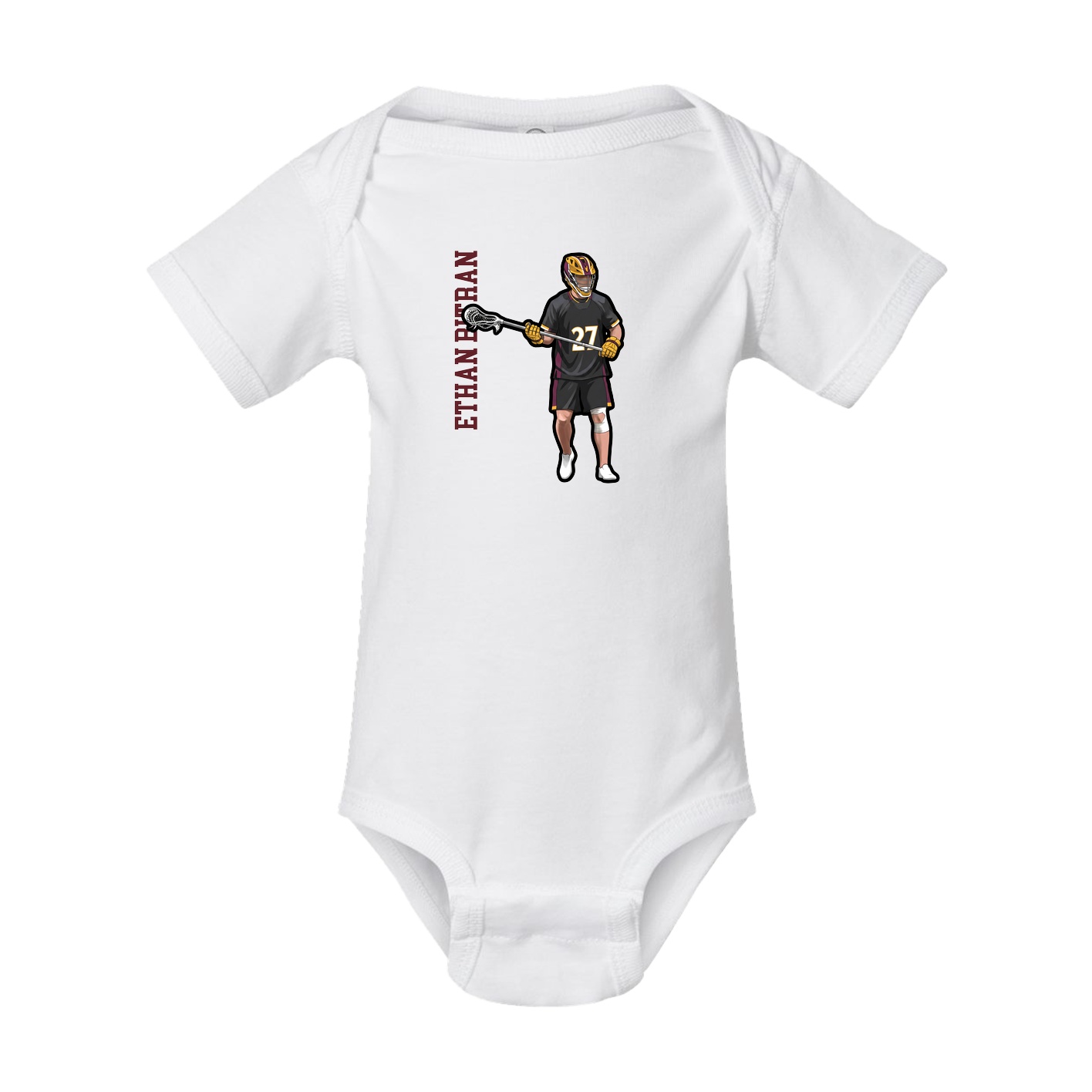 Baby Onesie — Name Vertical in White
