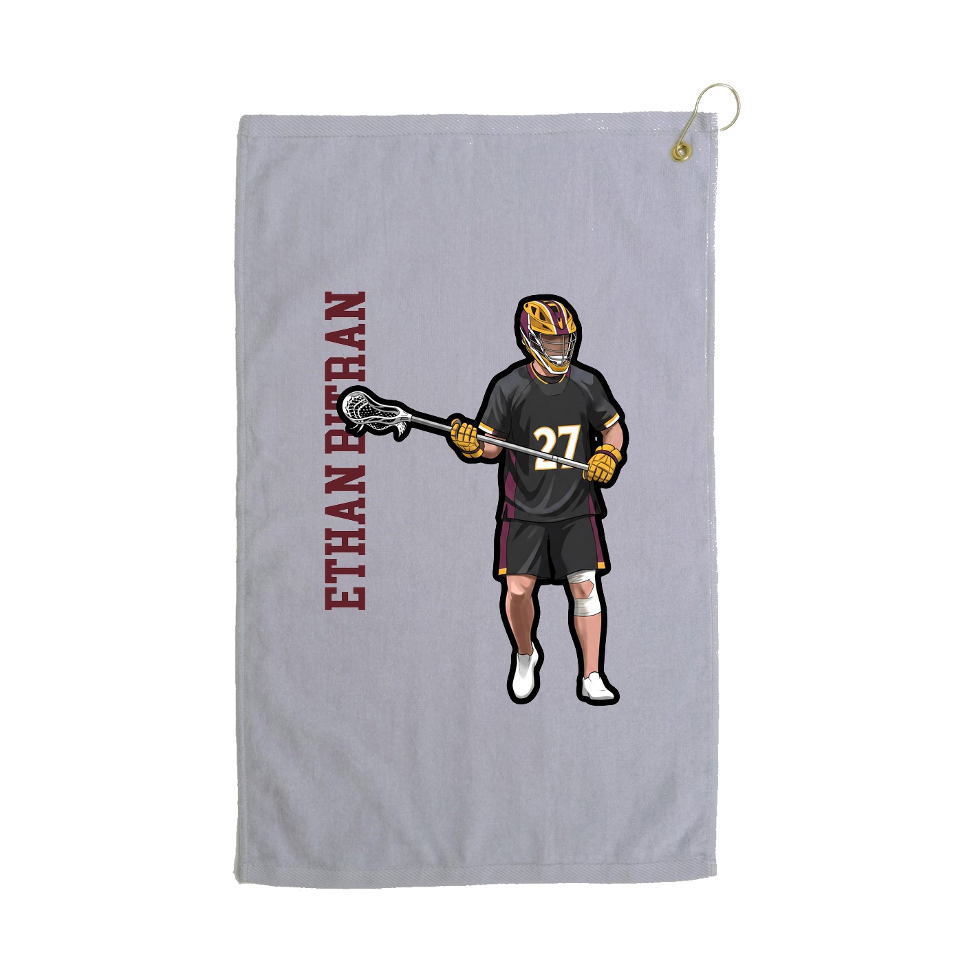 Golf Towel — Name Vertical in Grey