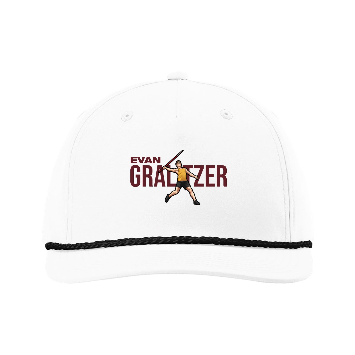 Five-Panel Classic Rope Cap — Player Name in White