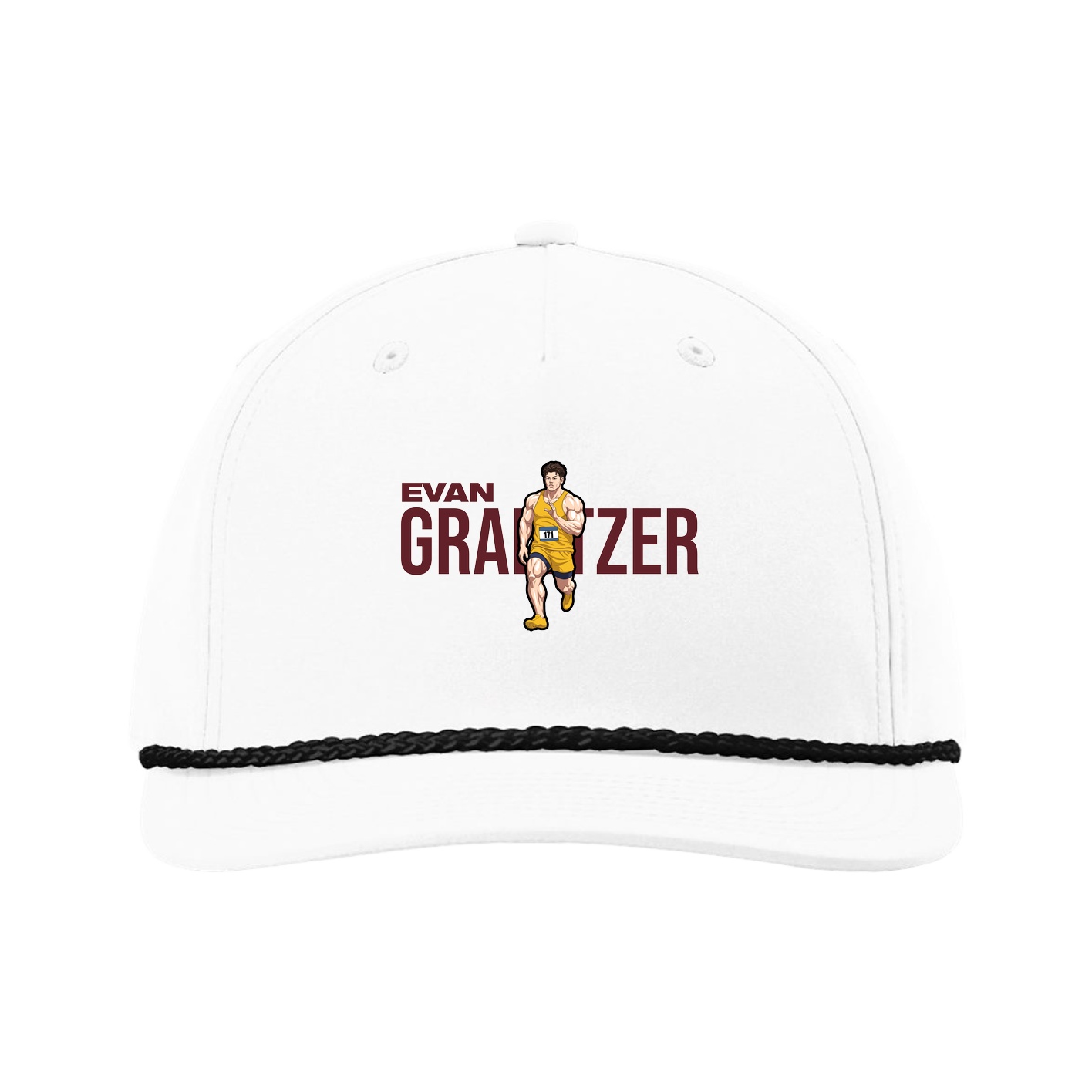Five-Panel Classic Rope Cap — Player Name in White
