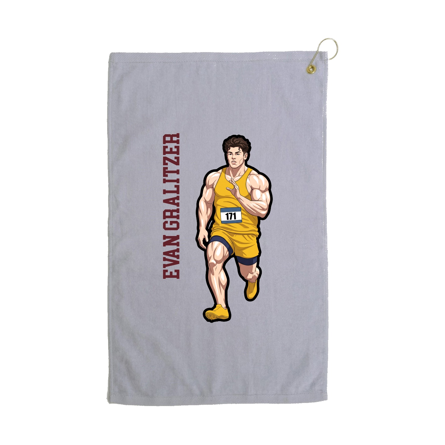 Golf Towel — Name Vertical in Grey